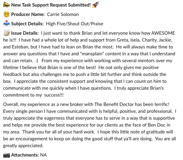 Client testimonial