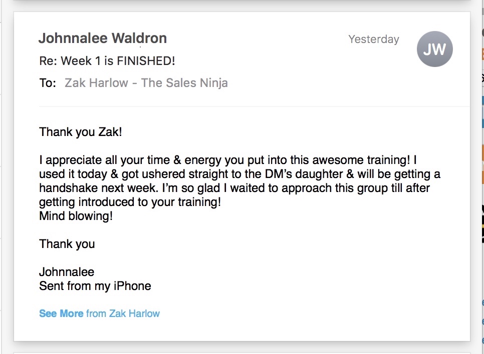 Client testimonial