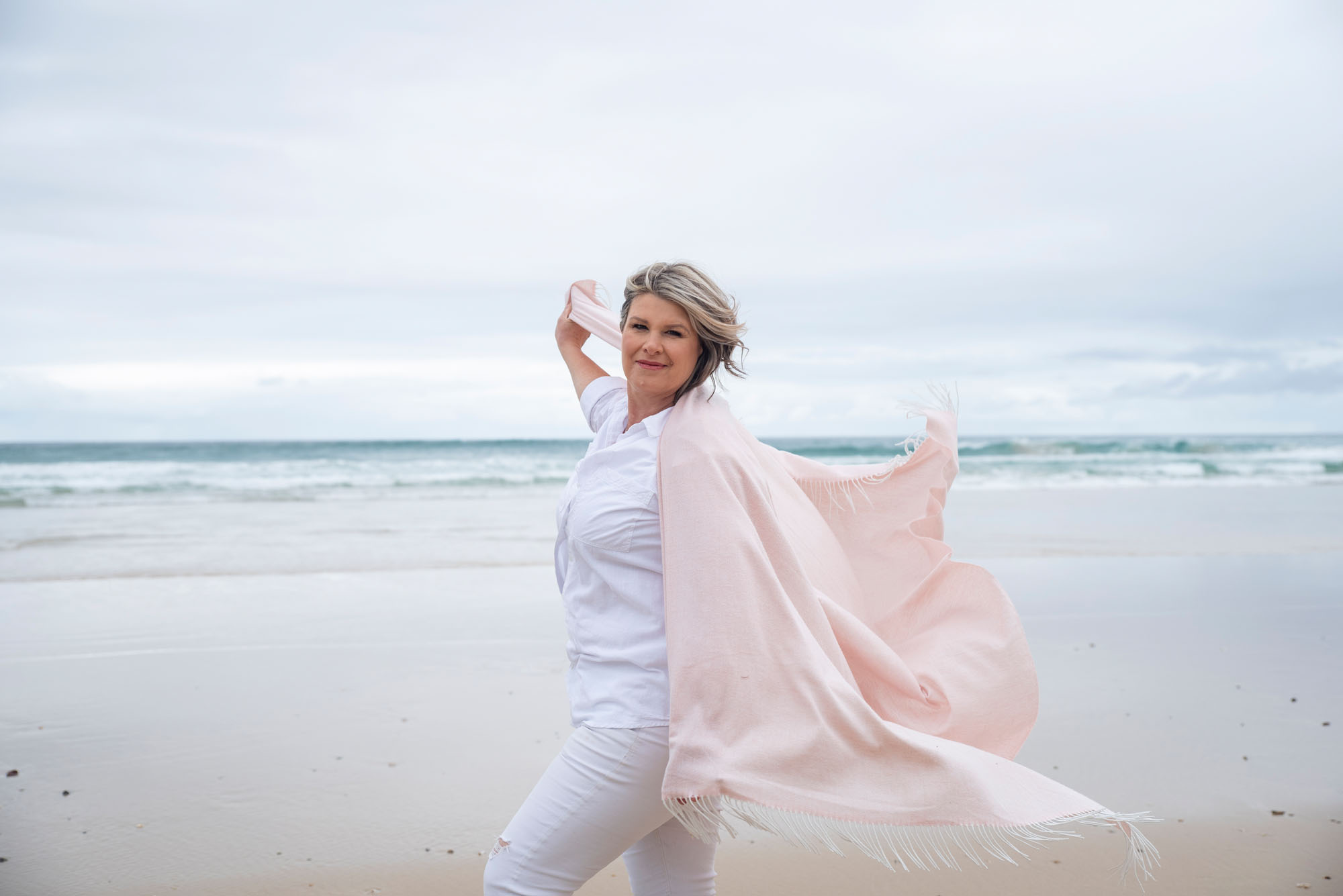 Karen Mudie on the beach
