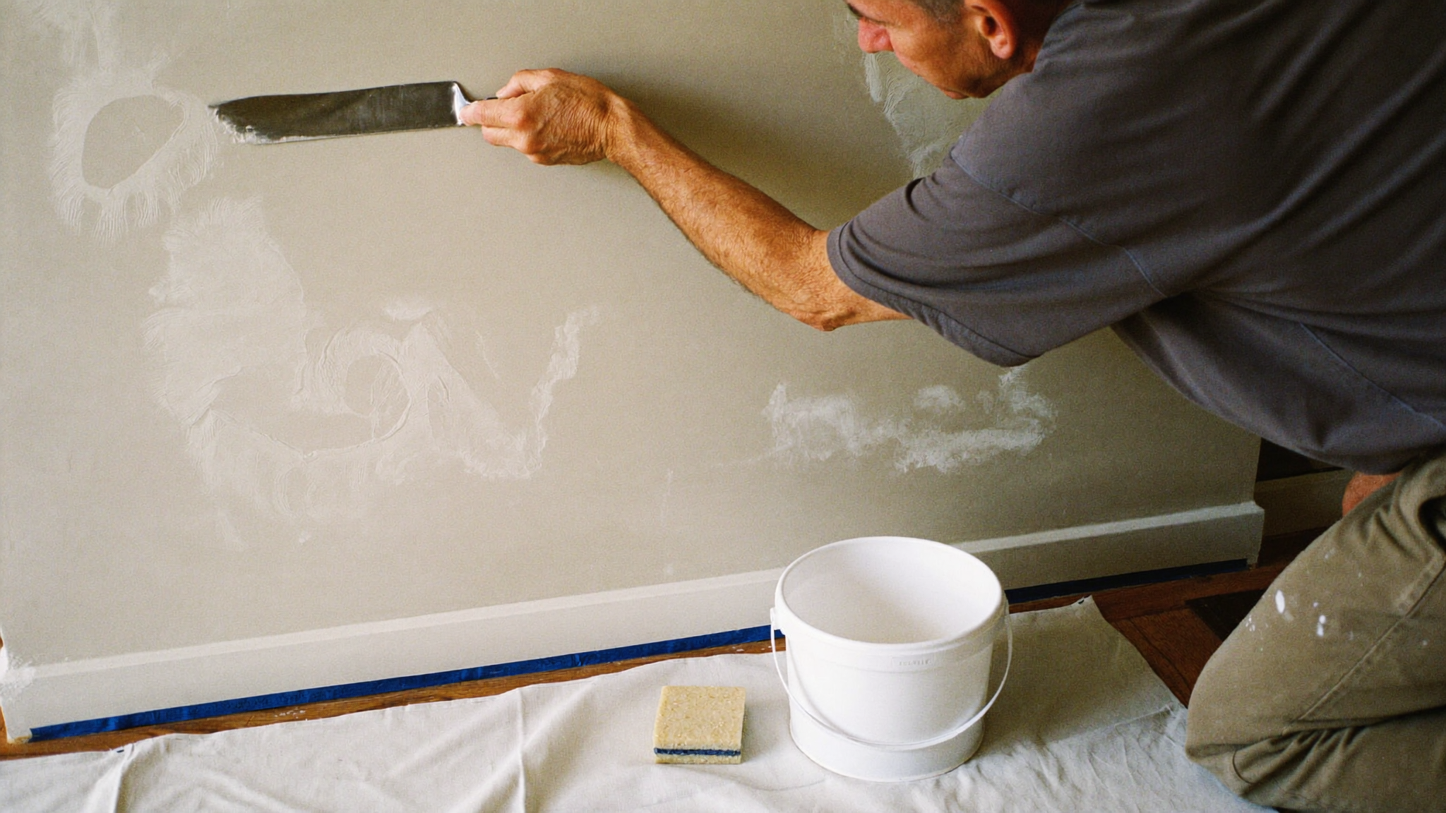 Homeowner comparing two printed interior painting estimates side by side on a kitchen table