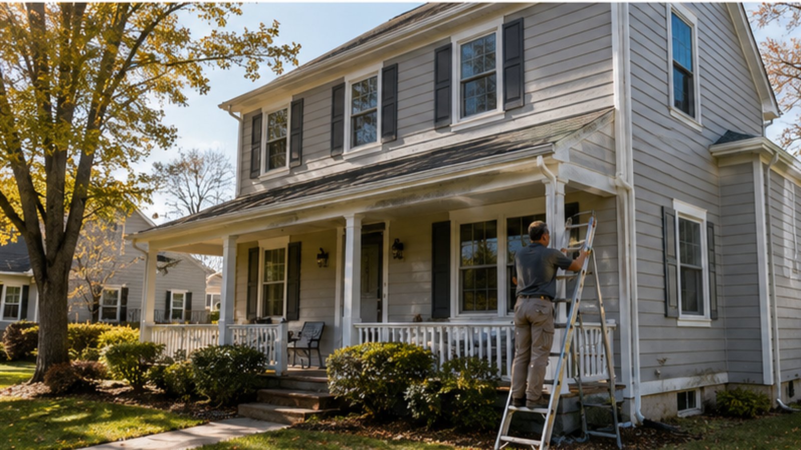 Professional exterior house painting during early fall in Northeast Pennsylvania