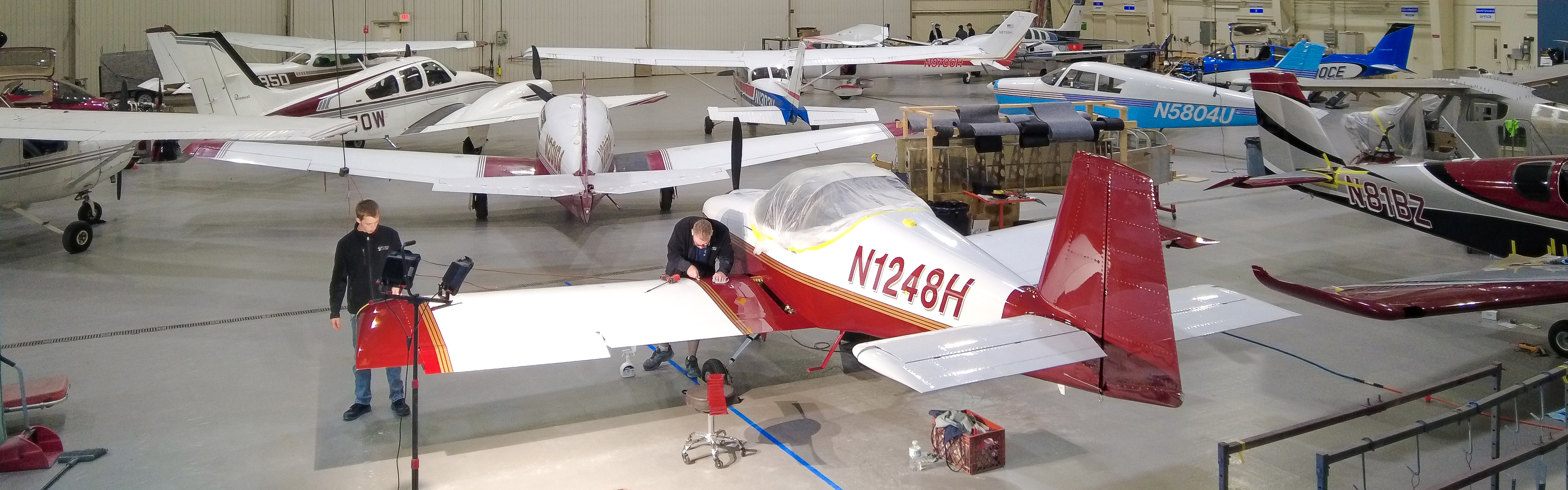 Goodrich Aviation shop floor with aircraft in for service
