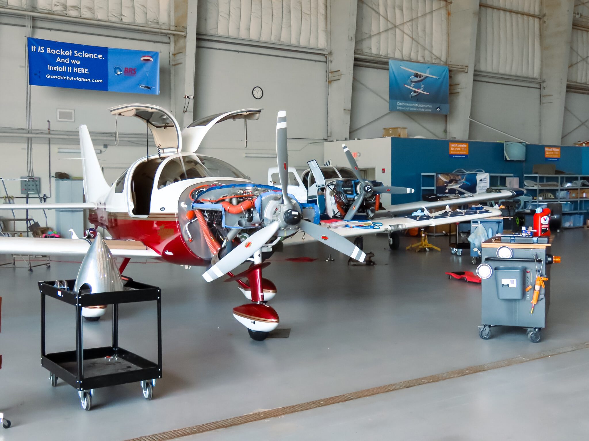 Aircraft under maintenance in the Goodrich Aviation hangar