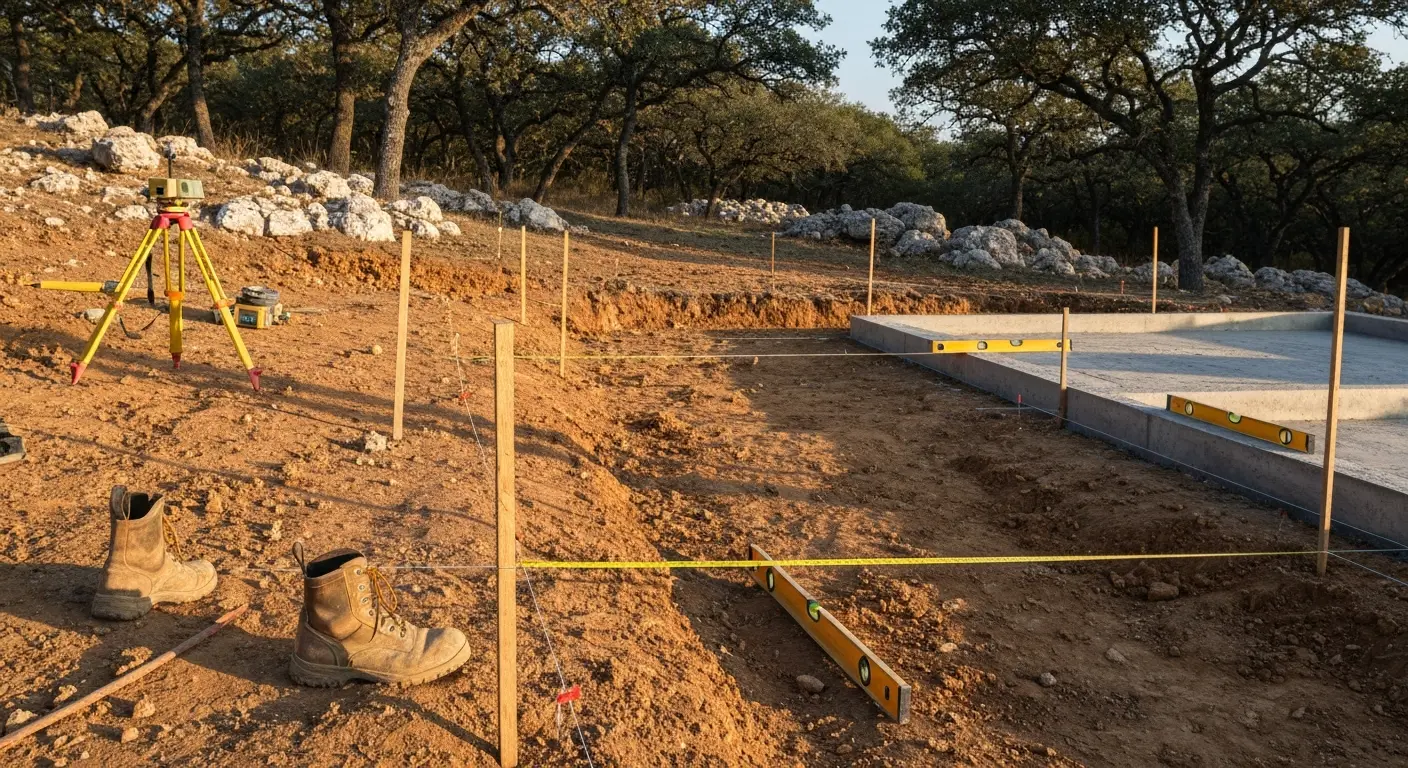 Concrete foundation work on hillside property