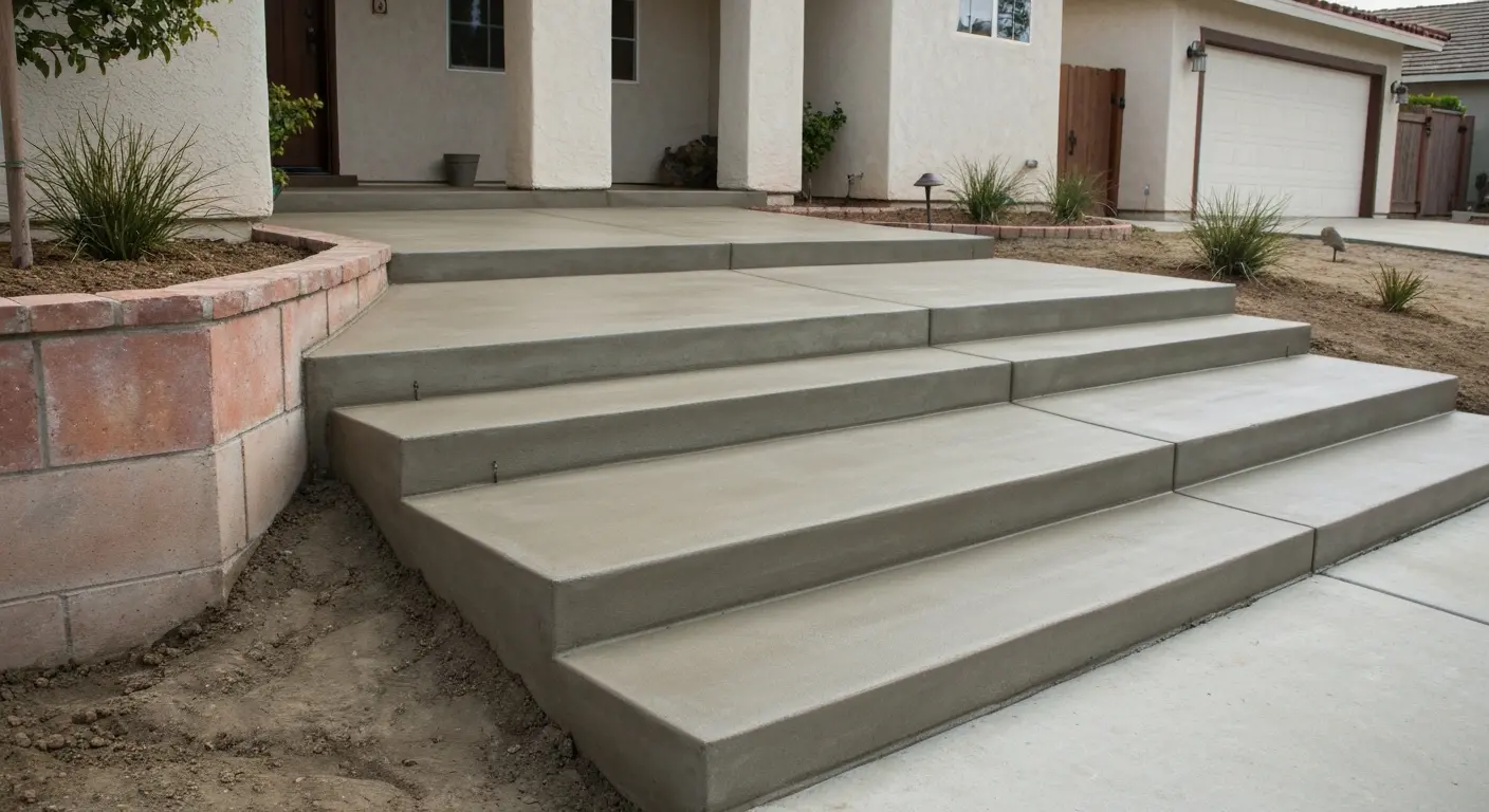 Concrete steps and walkway