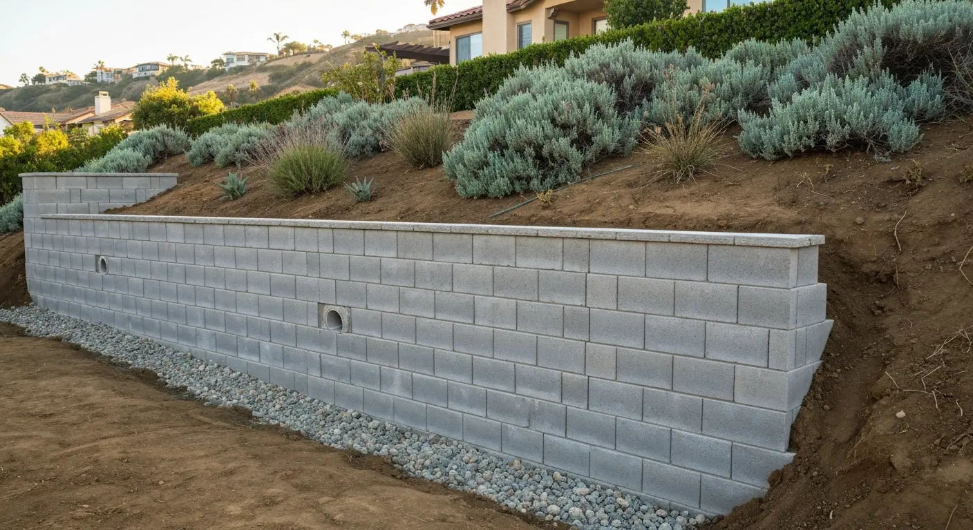 Retaining wall construction in Oxnard