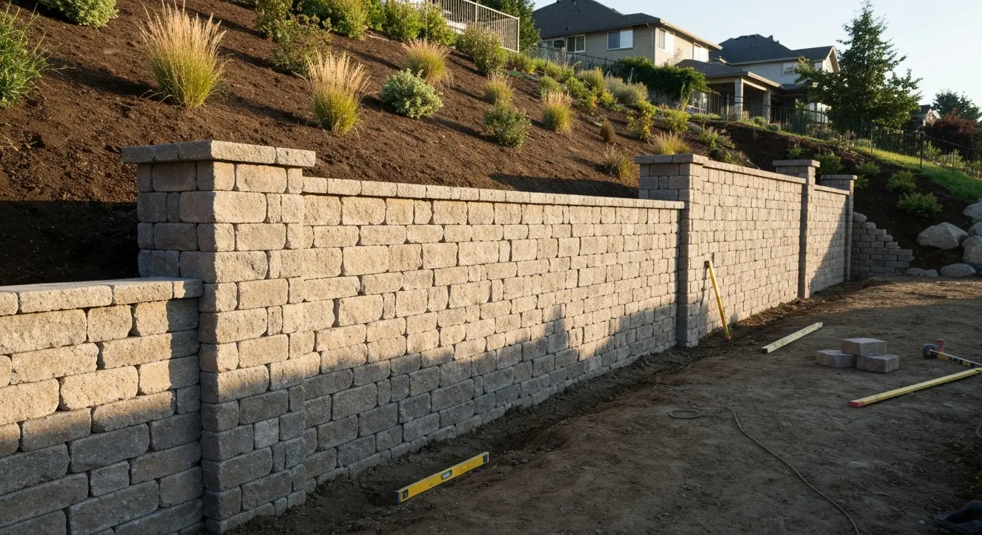 Masonry retaining wall