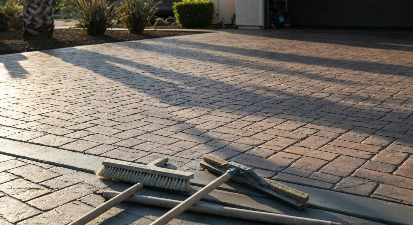 Stamped concrete driveway