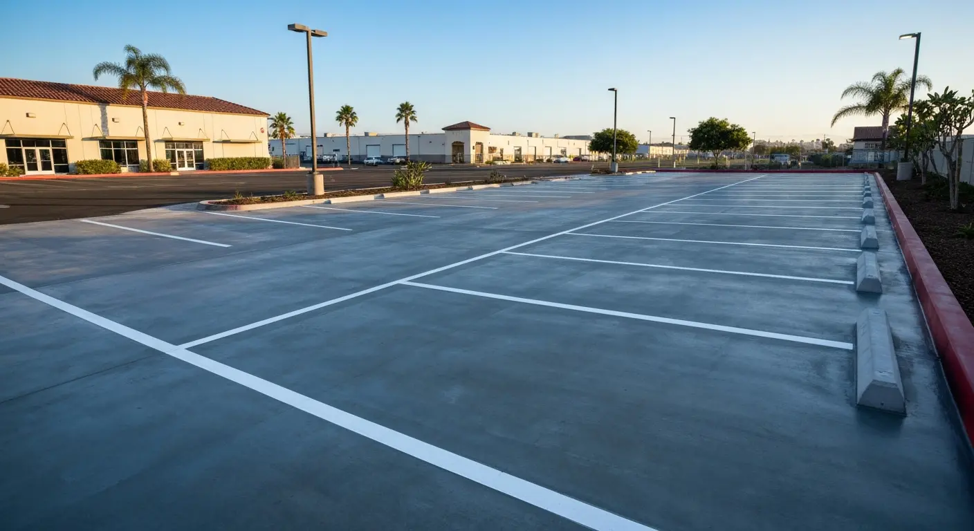 Commercial concrete parking lot