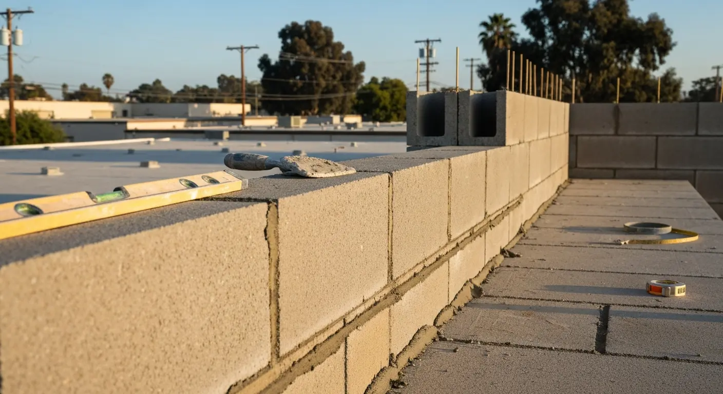 CMU block wall construction