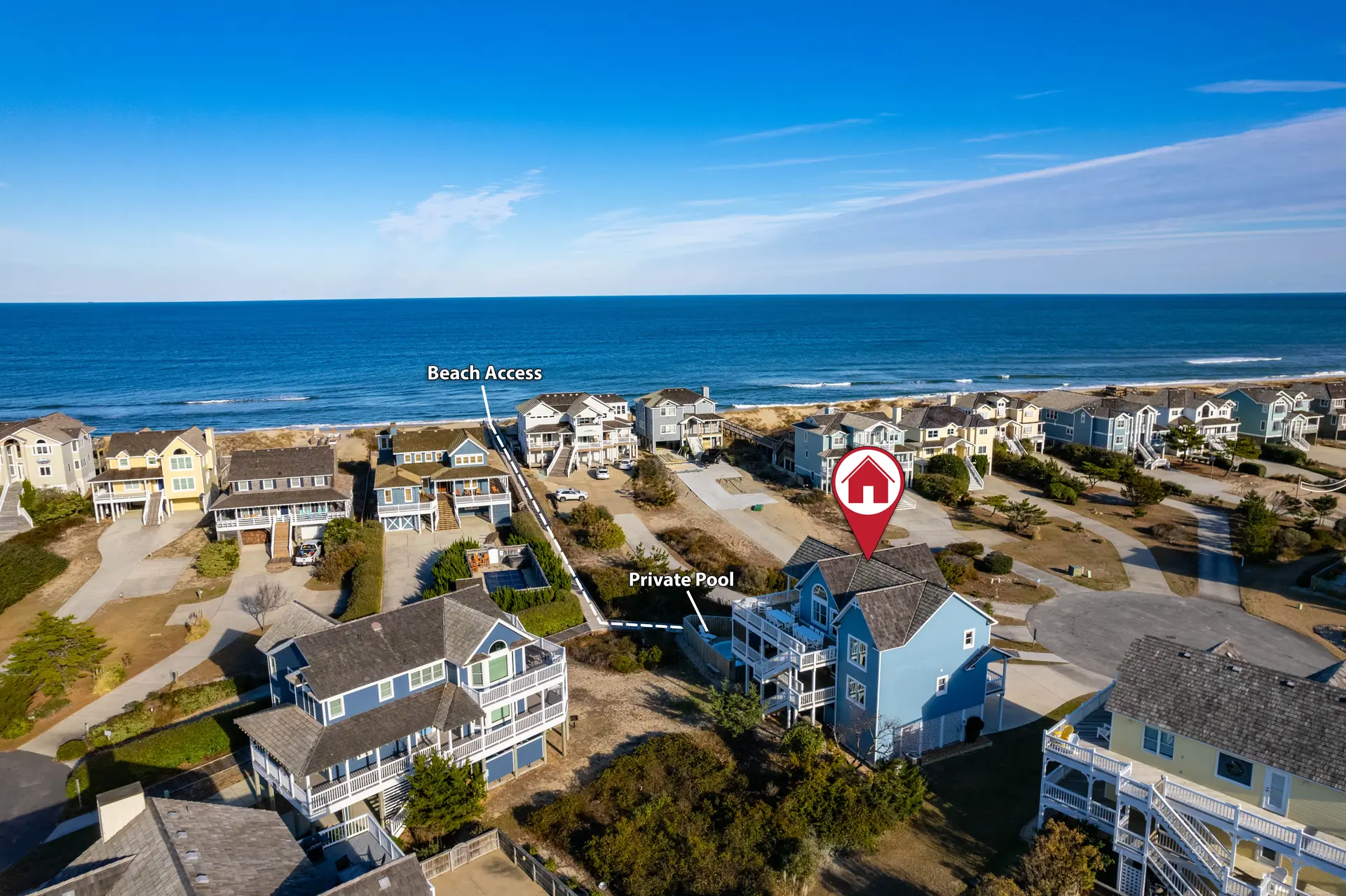 Exterior of a Vantaire-managed oceanfront home on the Outer Banks