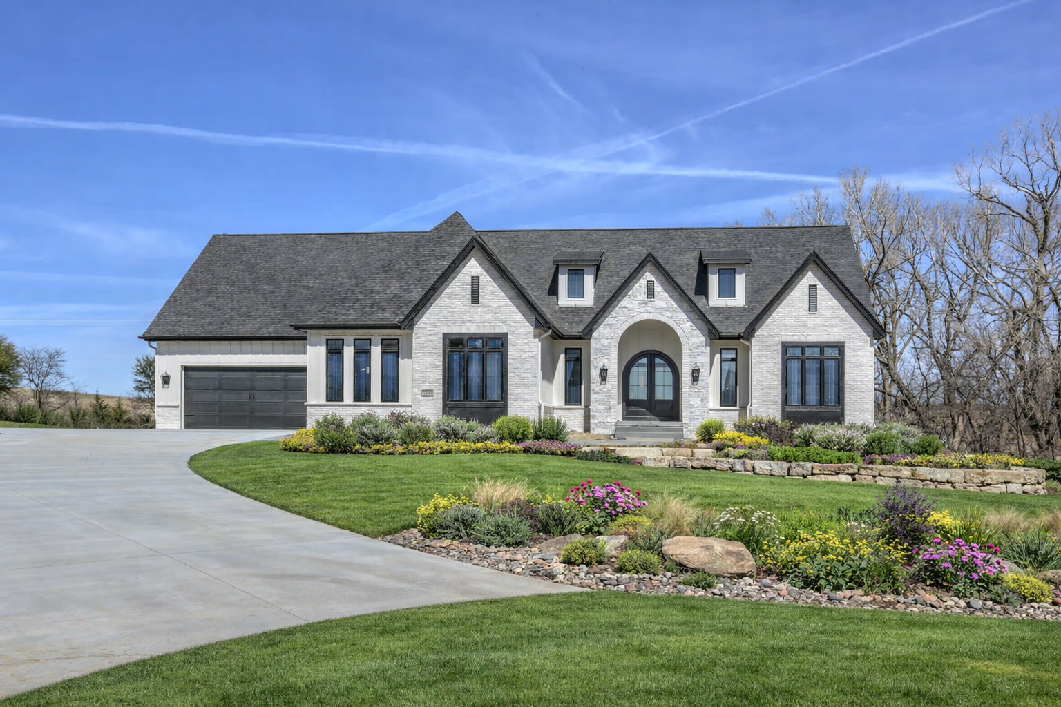 Prairie Homes Omaha finished home at dusk