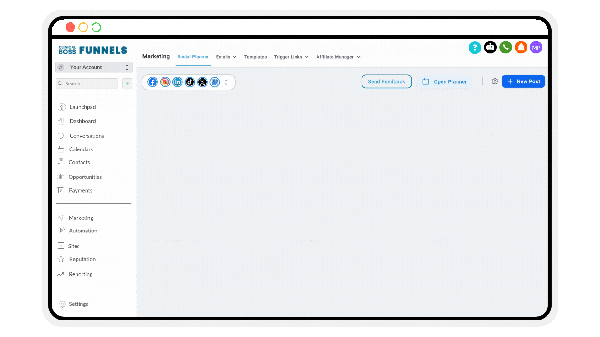 CB Funnels social media scheduler demo
