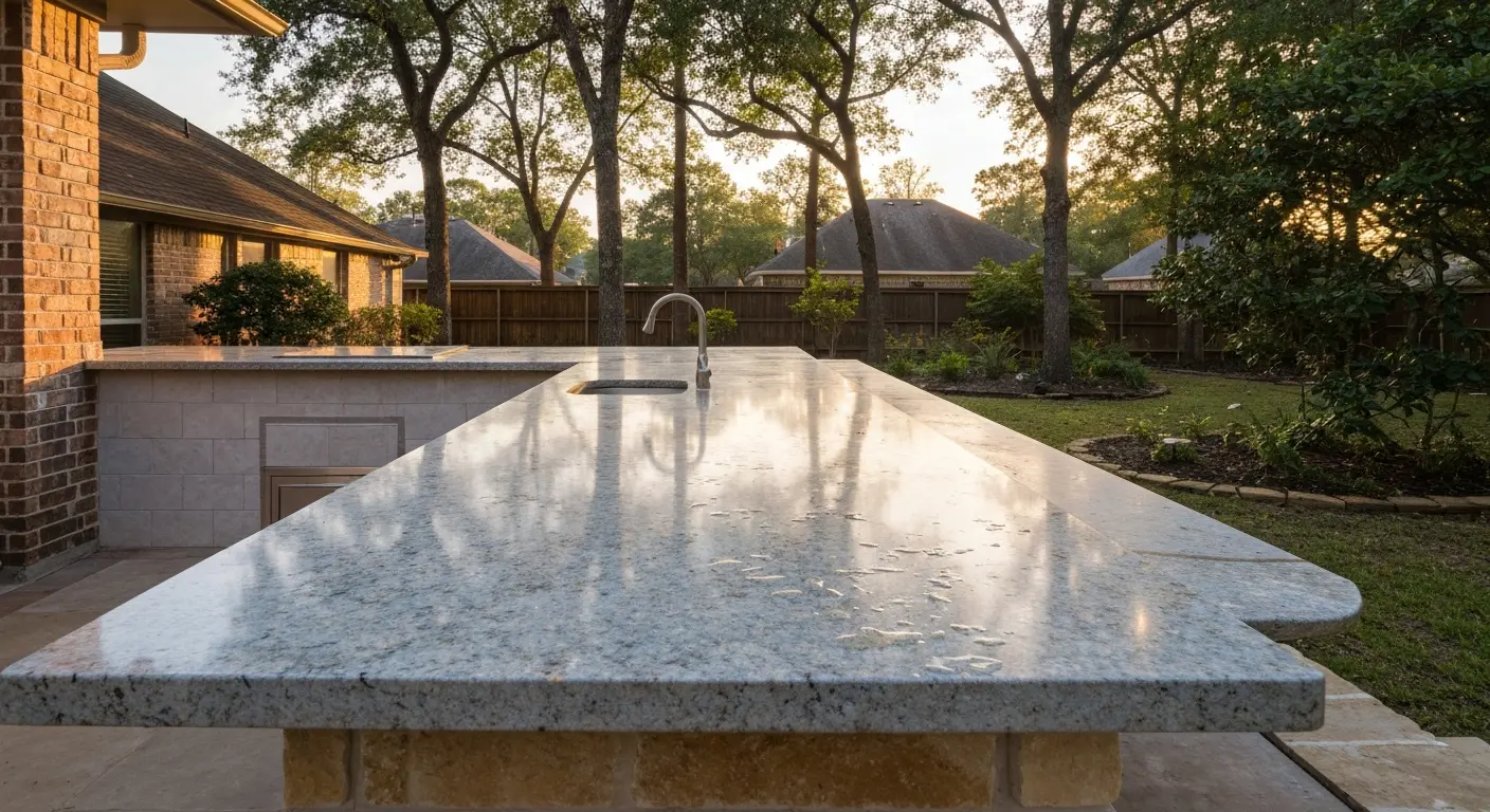 Outdoor kitchen with stone countertop