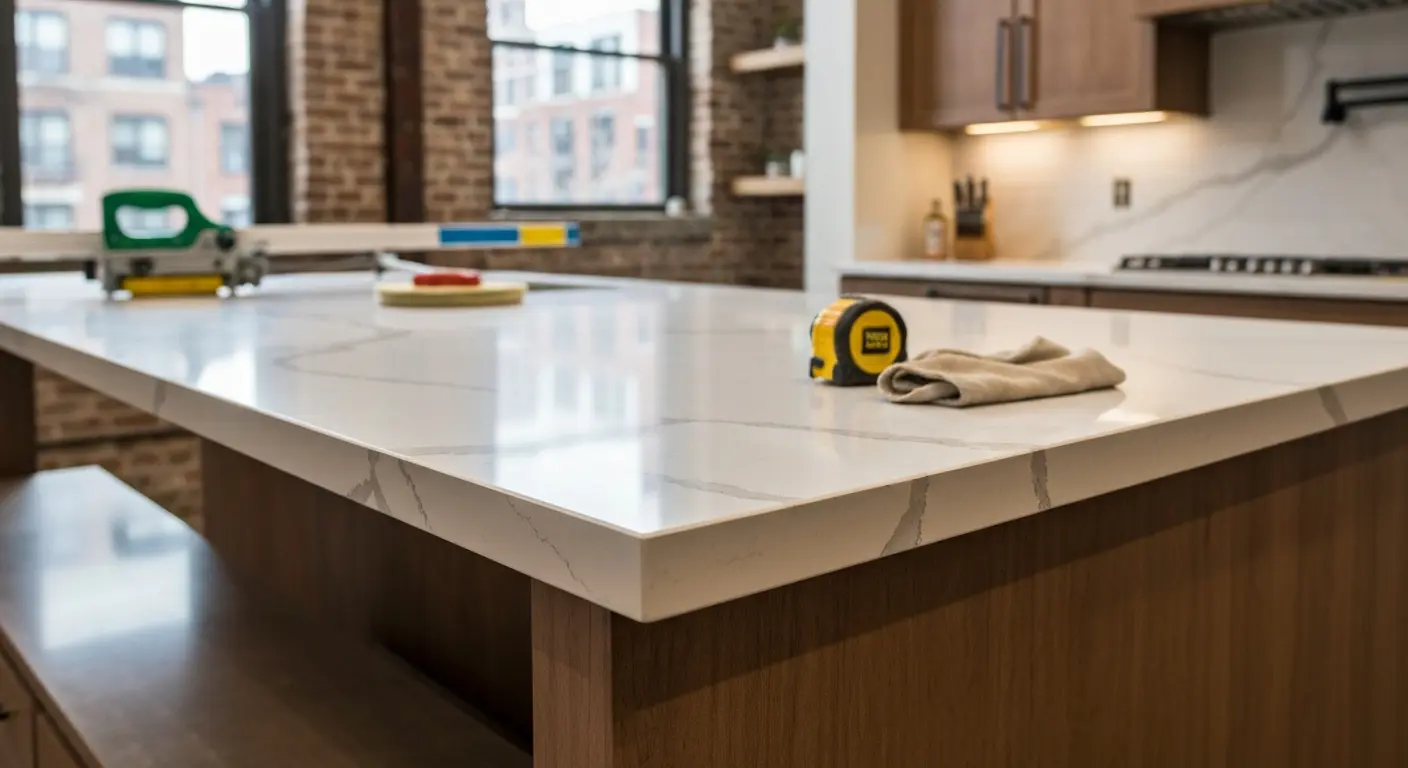 Quartz countertop installation