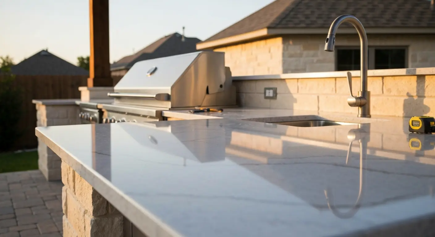 Quartz outdoor kitchen countertop