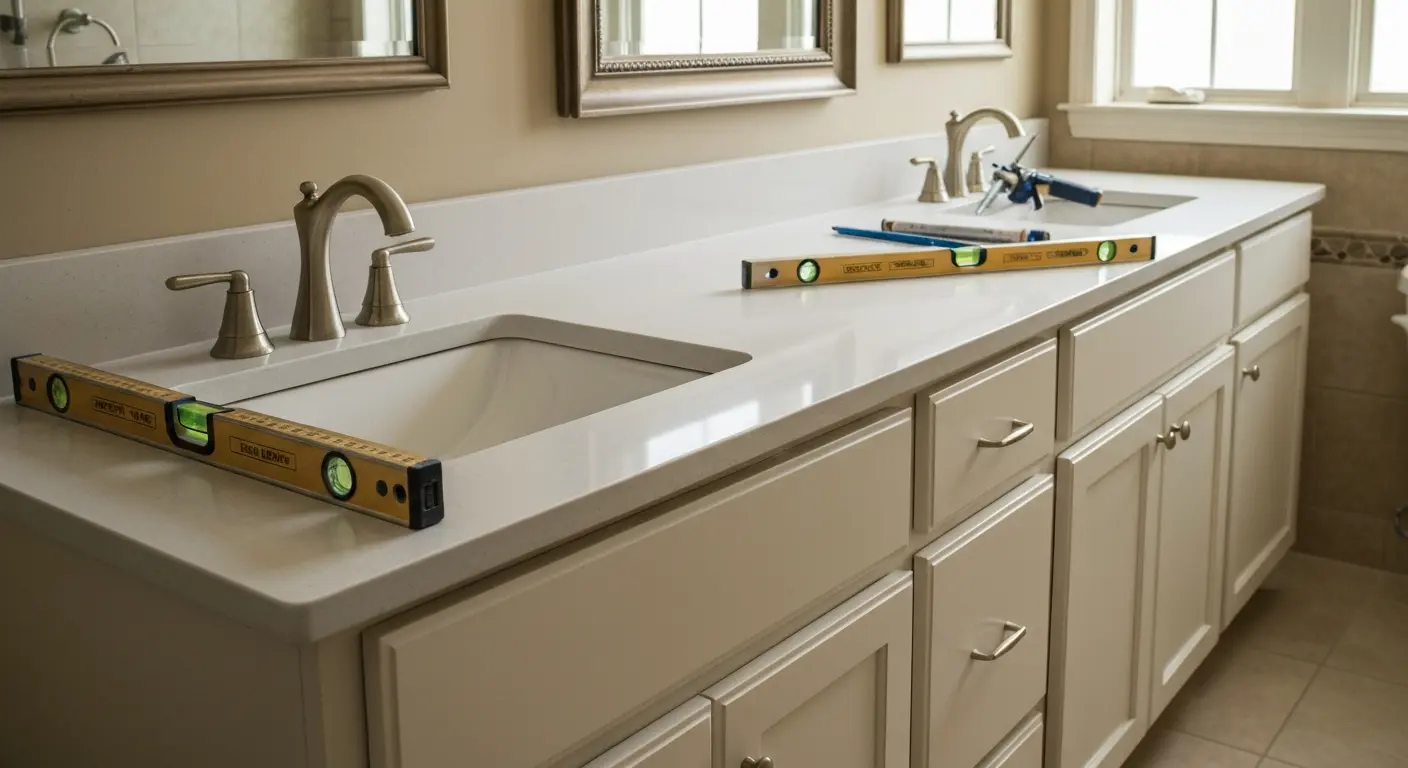 Bathroom vanity countertop installation