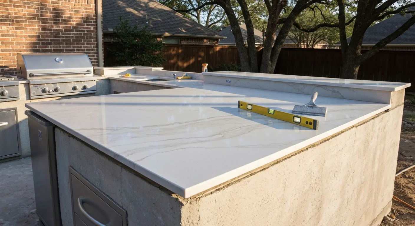 Outdoor kitchen countertop installation