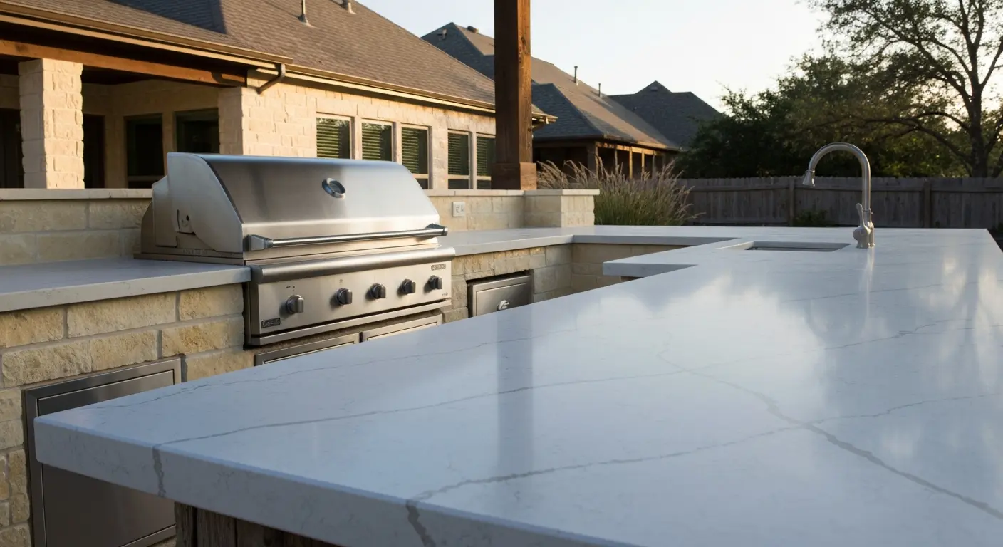 Porcelain outdoor kitchen countertop