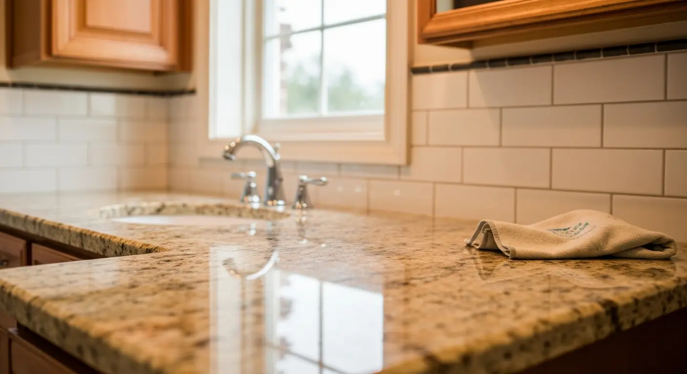 Natural granite bathroom countertop