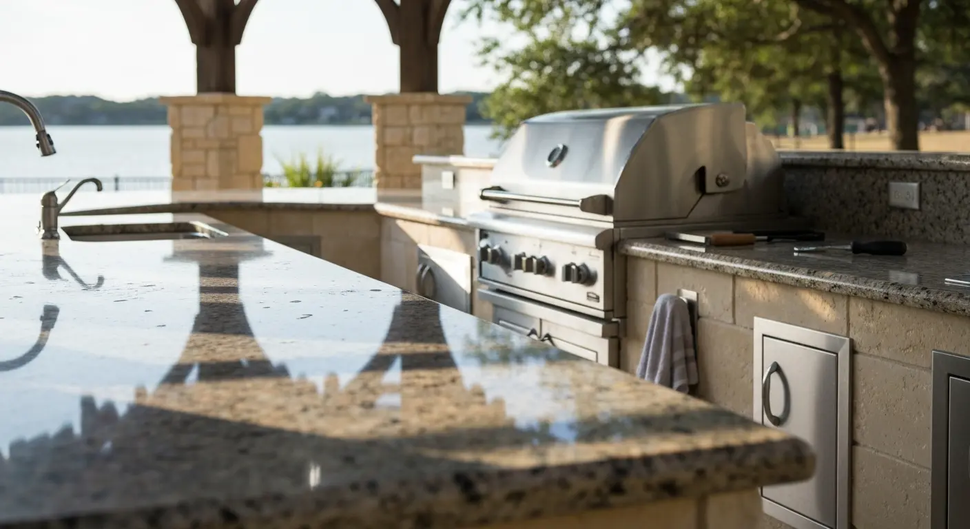 Outdoor kitchen with durable countertops
