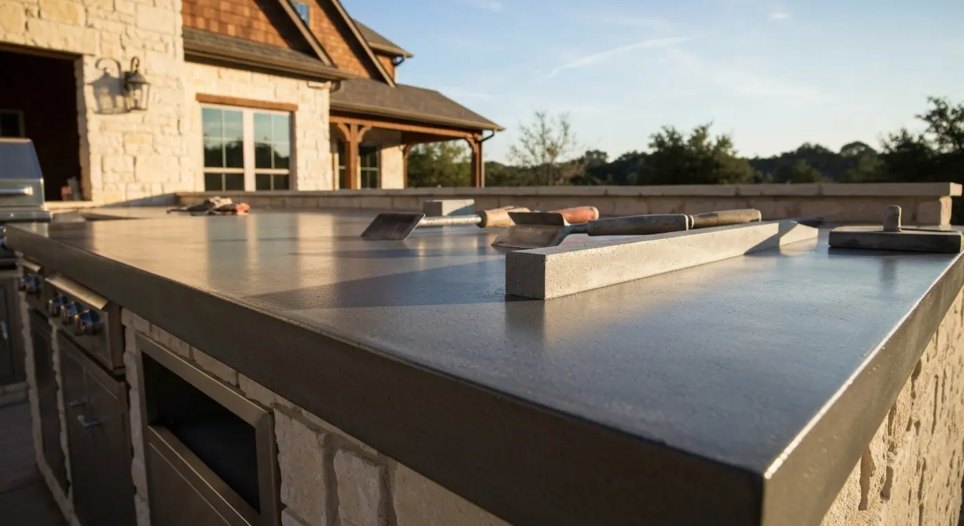 Concrete outdoor kitchen countertop