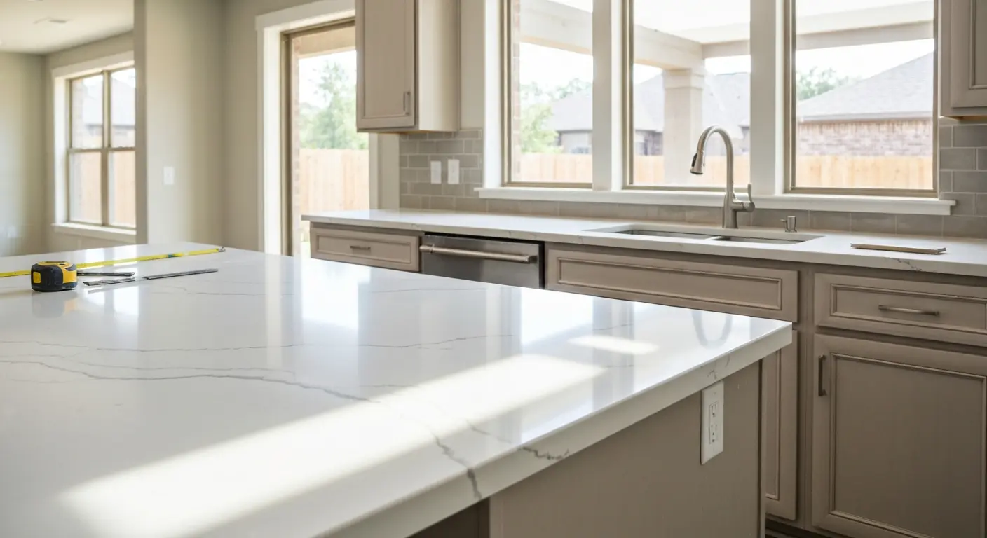 Quartzite countertop installation