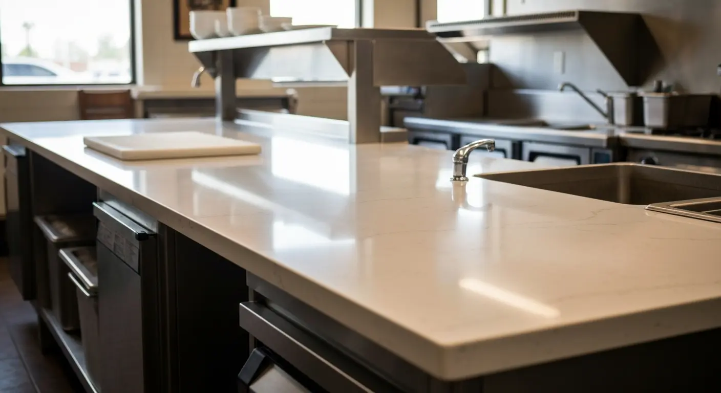 Commercial kitchen counters and preparation surface