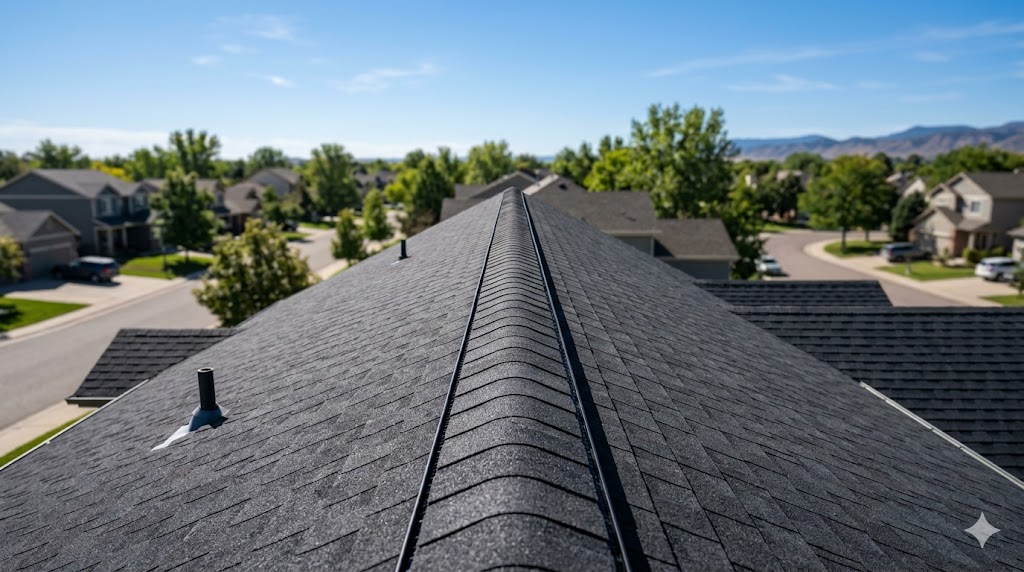 Ridge vent installed along the peak of a residential roof