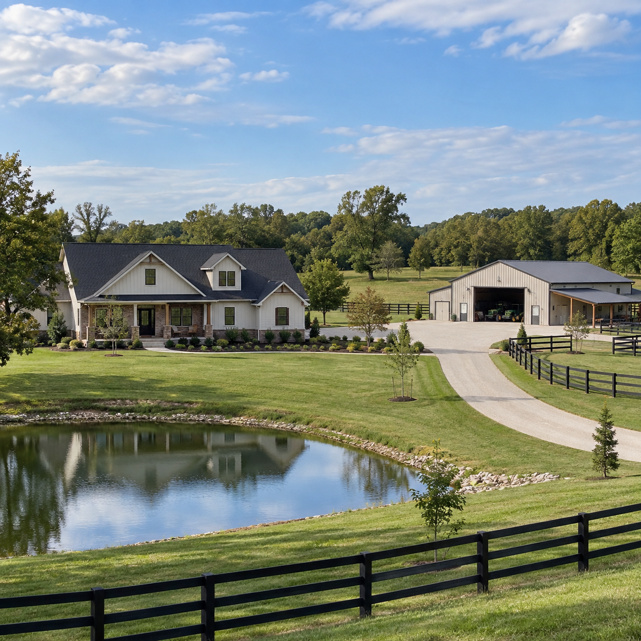 Home on acreage with workshop, pond, and fenced land in St. Charles County Home on acreage with workshop, pond, and fenced land in St. Charles County