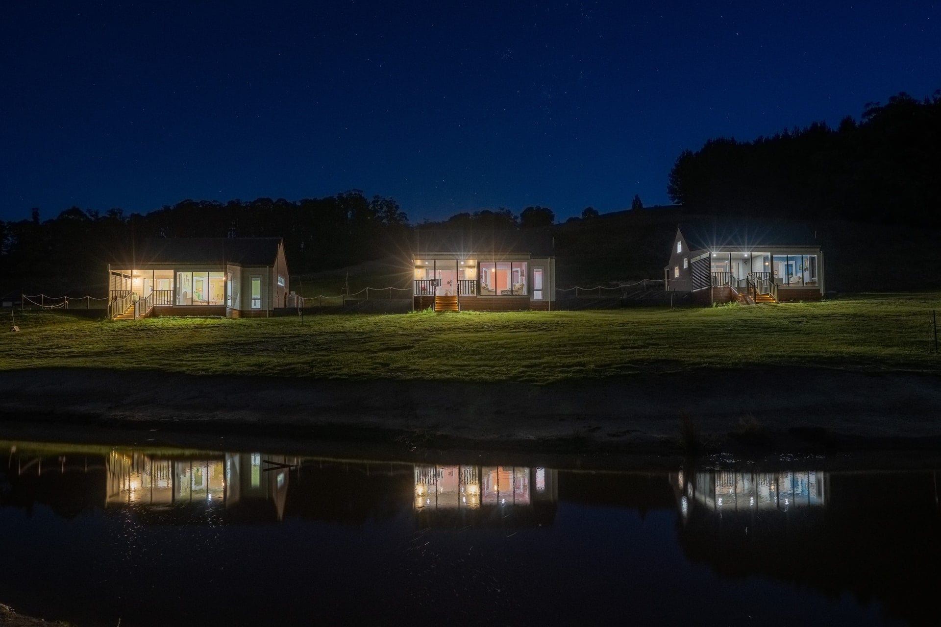 Pin Oak Studios at night
