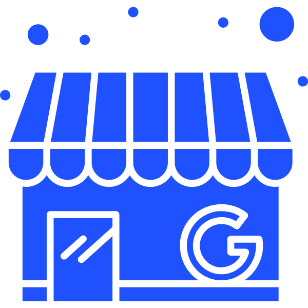 Google Business Profile optimisation illustration showing a storefront icon, representing improved local search visibility, map pack rankings, and customer trust