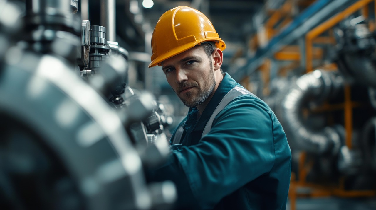 Professional contractor in yellow hard hat operating industrial machinery — WebFast24 helps Uganda tradespeople attract more clients online.