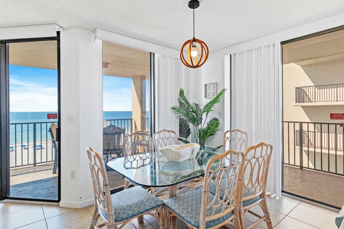 Pass the plates around the table with the balcony doors open