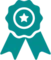 Ribbon or badge with checkmark icon