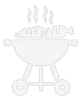 White barbecue grill with sausages icon on transparent background