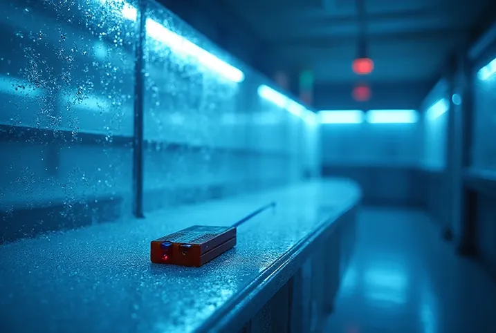 Low-temperature LED driver with −30°C card and freezer racking photometric layout for Anchorage cold storage and marine yards.