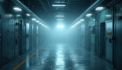 C1D2 scrubber room with low-glare LED floodlights illuminating valves, panels, and walk paths.