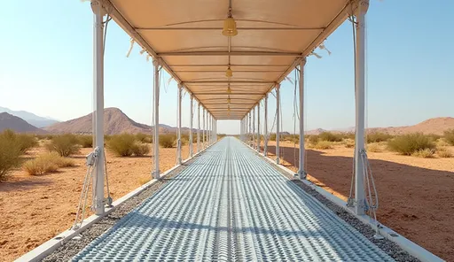 Land rig walkway with C1D2 linear LEDs and sealed glands providing even daylight illumination on grated paths.
