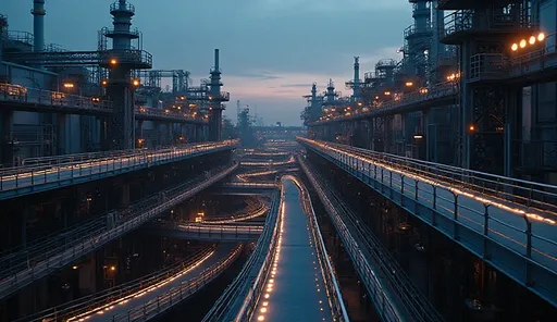 Oil and gas catwalk network relit with standardized C1D2 linear LEDs for consistent visibility.