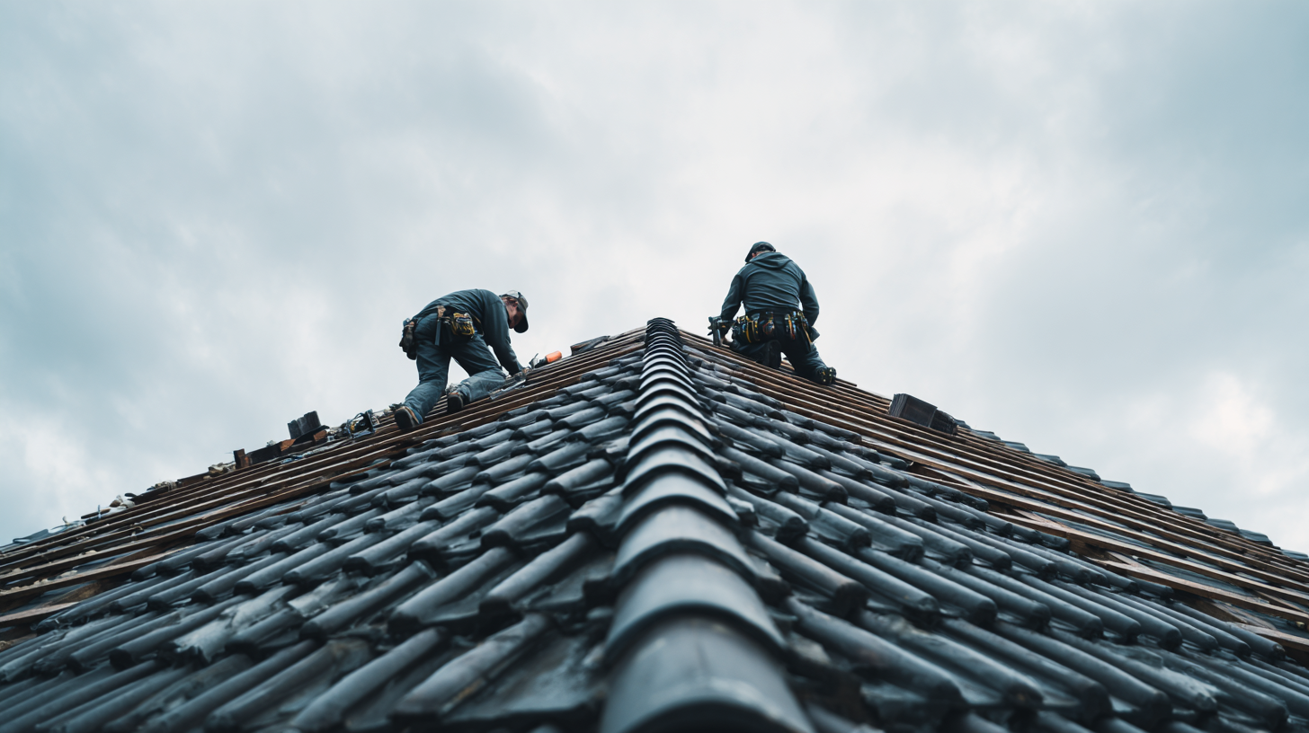 Roofing contractor inspecting a roof during an estimate visit