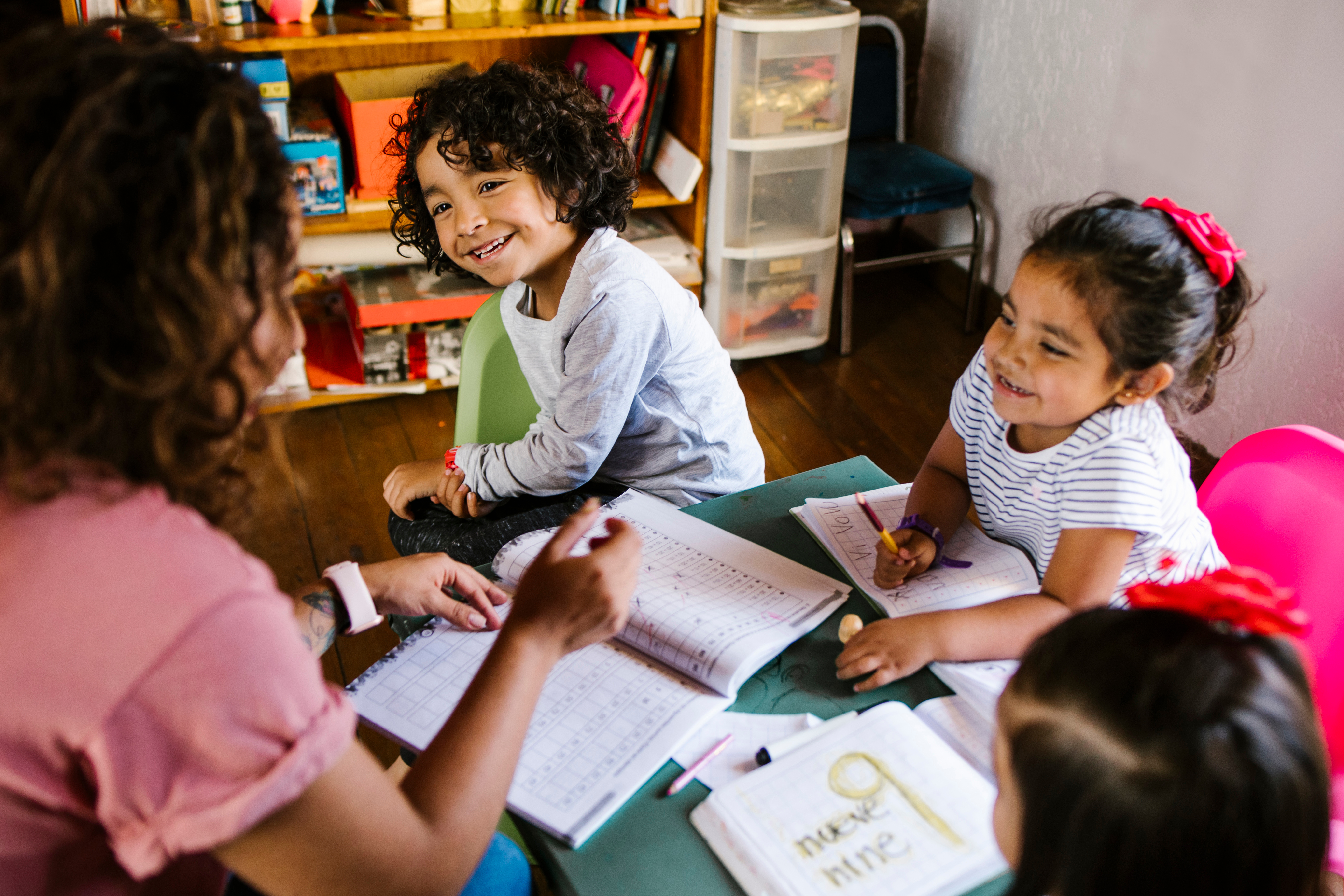 Texas family learning together at home