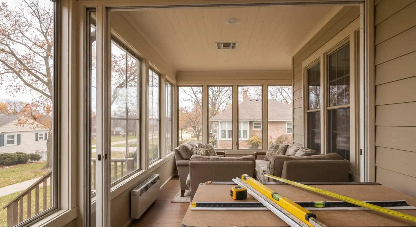 Screened porch converted to four-season room