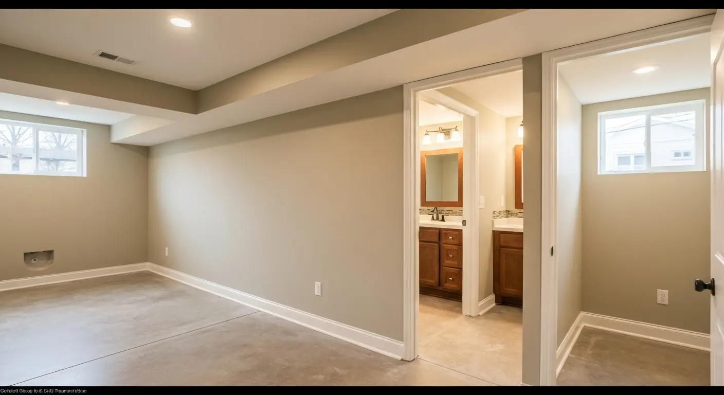 Basement bedroom and bath