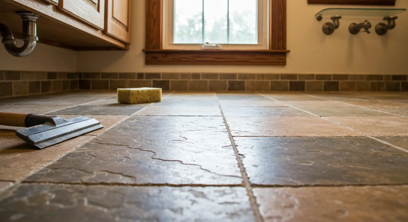 Natural stone bathroom flooring