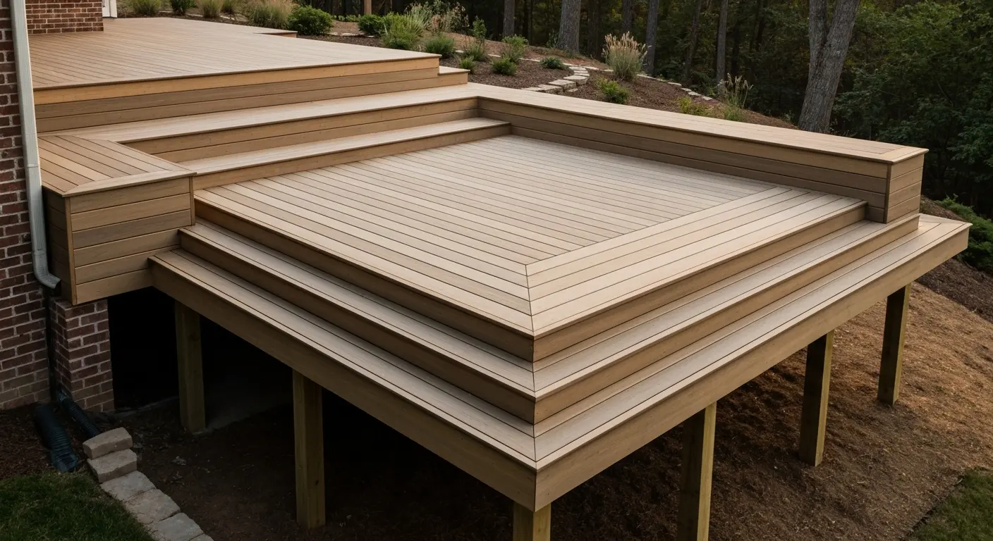 Multi-level deck with built-in features
