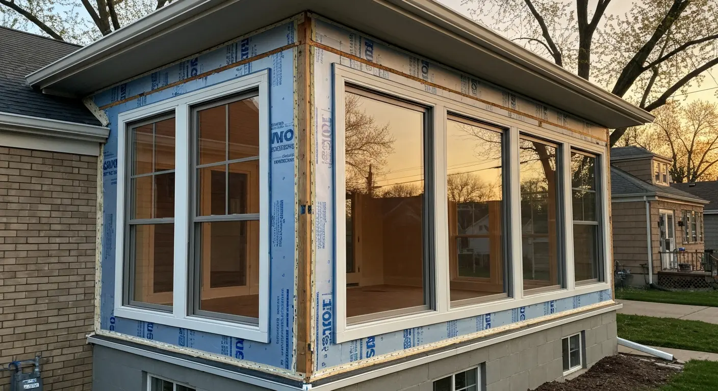 Four-season room with insulation and heating