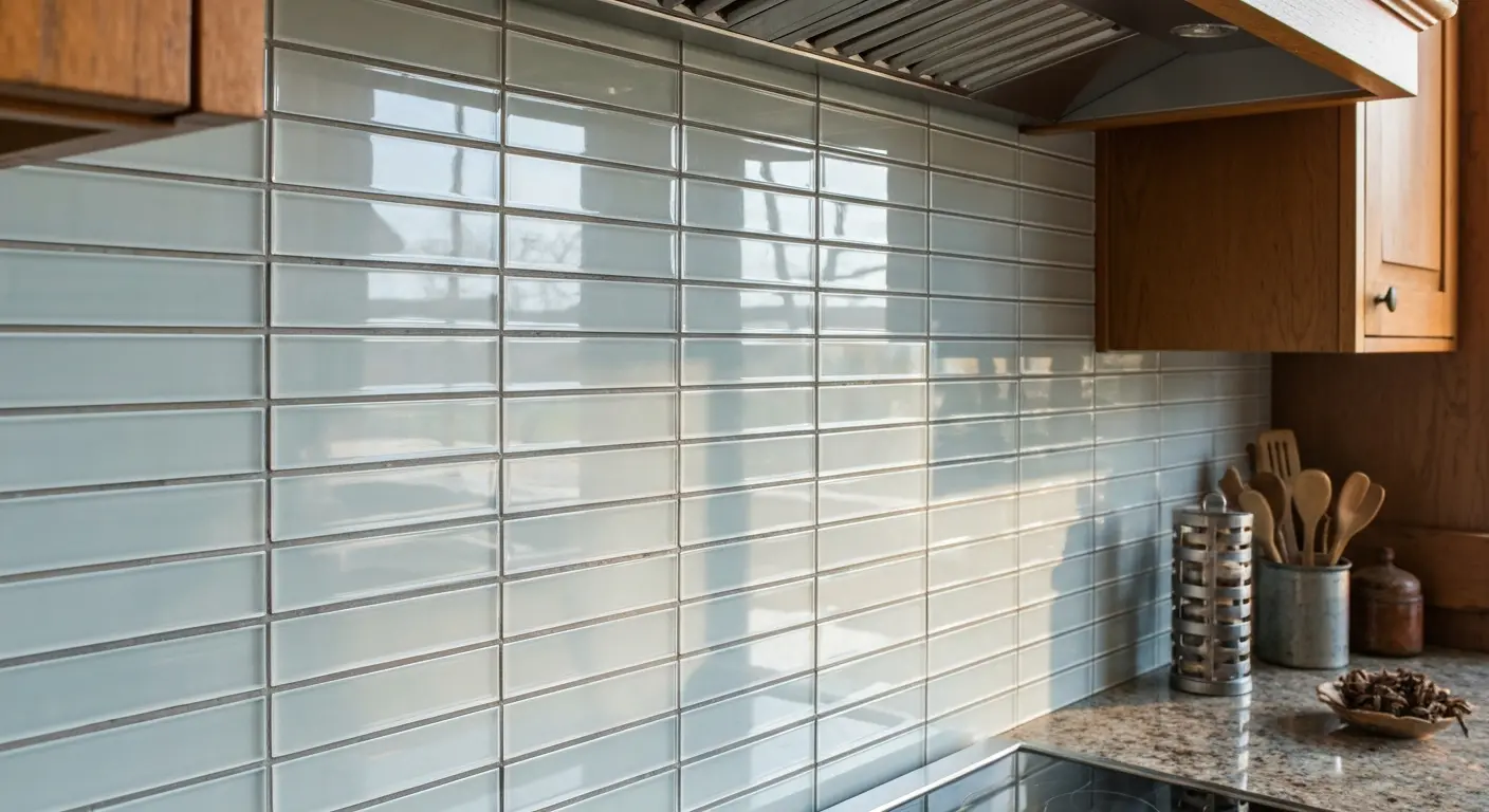 Glass tile backsplash