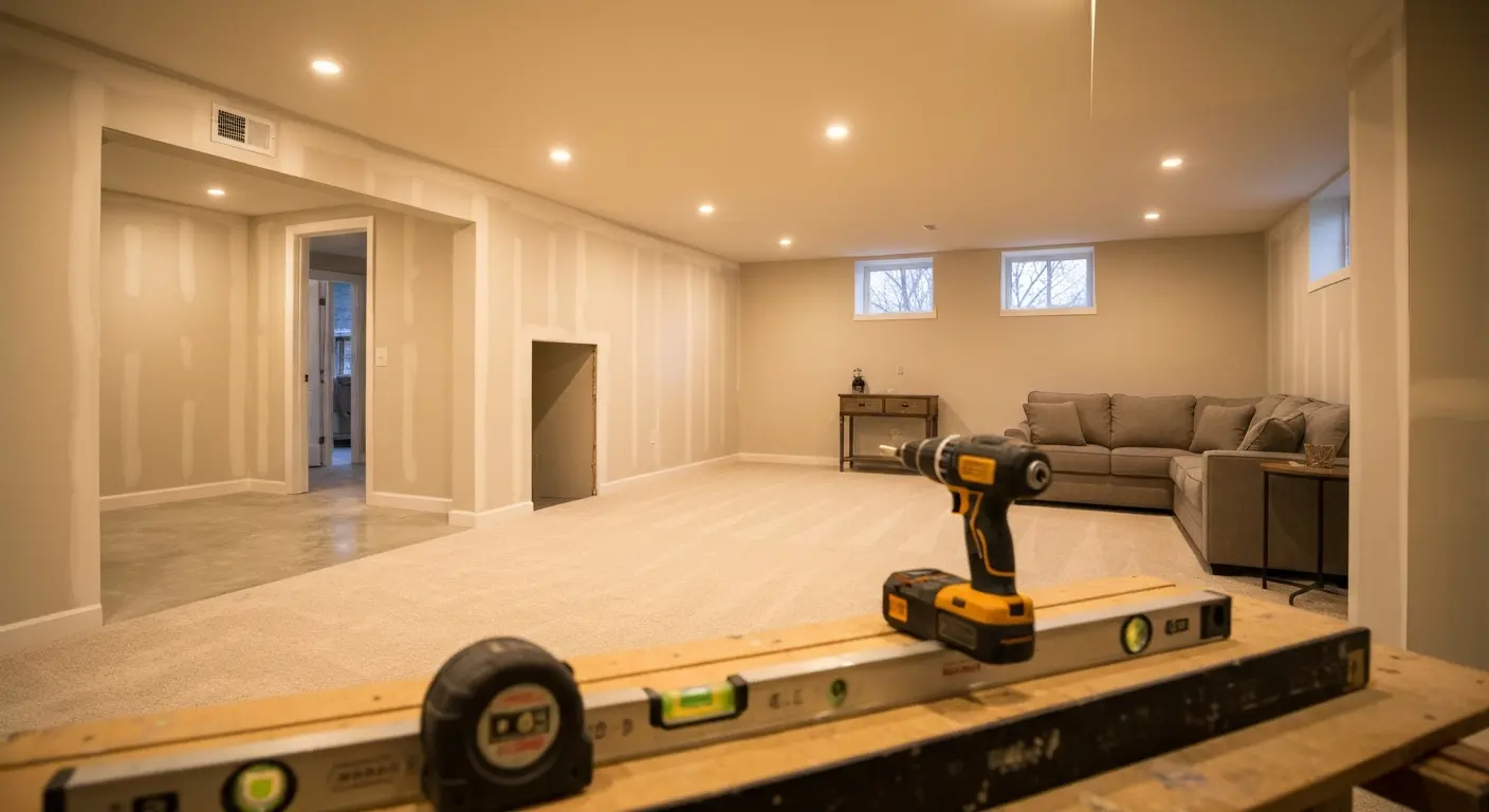 Finished basement room
