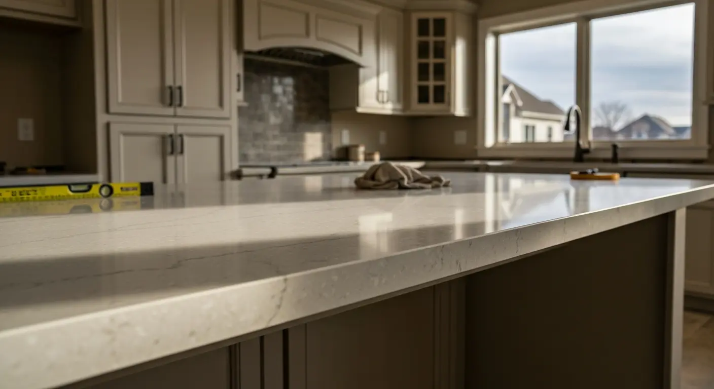 Quartz countertop installation